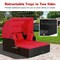 Patio Daybed PE Rattan Canopy Sofa Cushioned Outdoor Furniture